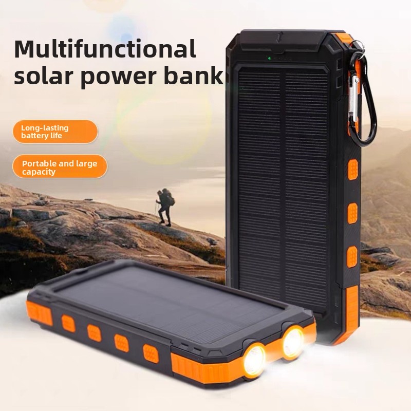 Solar Emergency Charger - แบตเตอรี่สำรองพลังงานแสงอาทิตย์แบบพกพา กันน้ำ พร้อมไฟแคมป์ปิ้ง สำหรับการเดินป่า ท่องเที่ยว และกรณีฉุกเฉิน