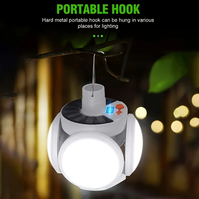 Solar Emergency Charger - ไฟพับพลังงานแสงอาทิตย์ 1 ดวงพร้อมการชาร์จ USB ไฟ LED