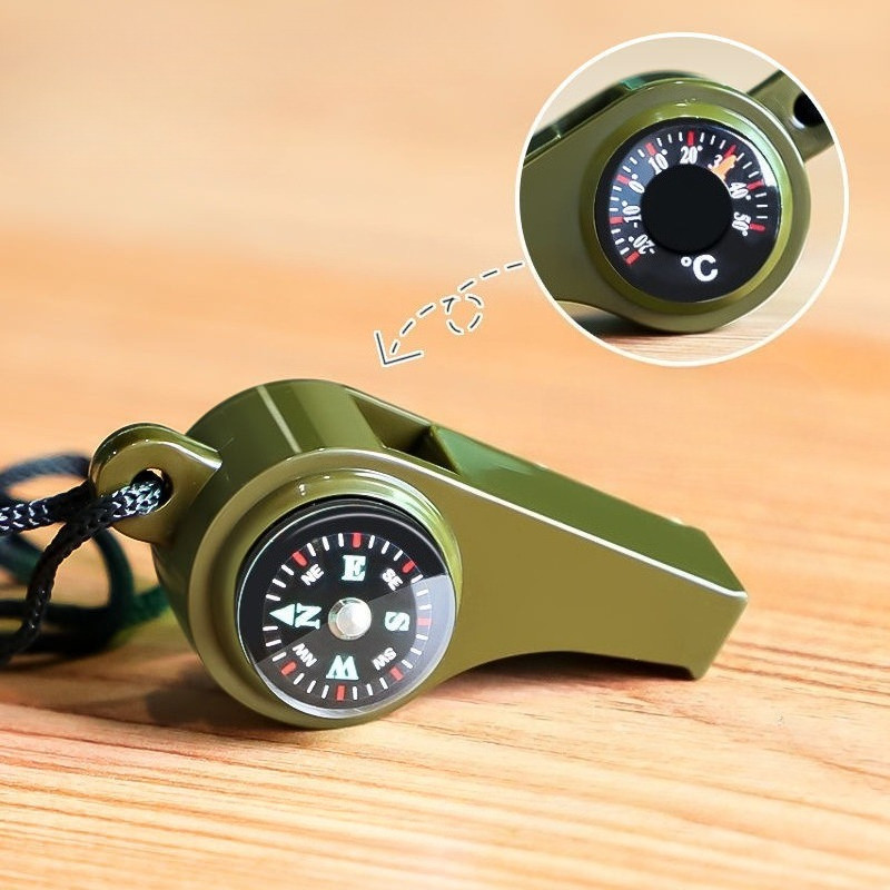 Emergency Whistle Loud - นกหวีดฉุกเฉิน 3 in 1 นกหวีดเอาชีวิตรอดเสียงดังอเนกประสงค์ พร้อมเข็มทิศขนาดเล็กสำหรับการเดินป่า