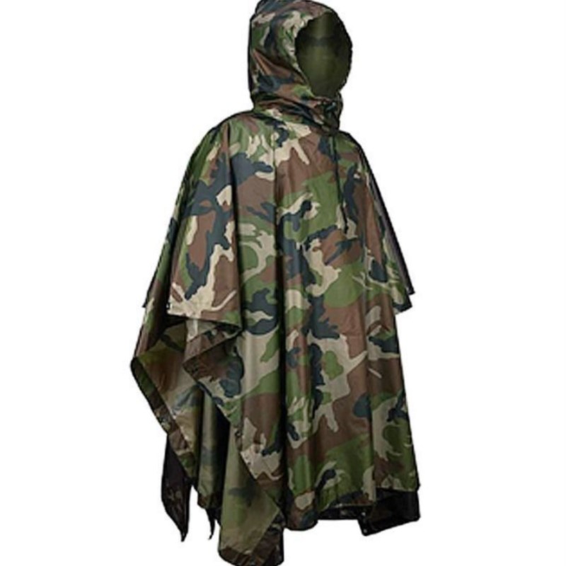 Emergency Poncho Rain - เสื้อกันฝน PVC/PU ลายพรางแบบพกพา พับได้ กันน้ำ สำหรับกิจกรรมกลางแจ้ง