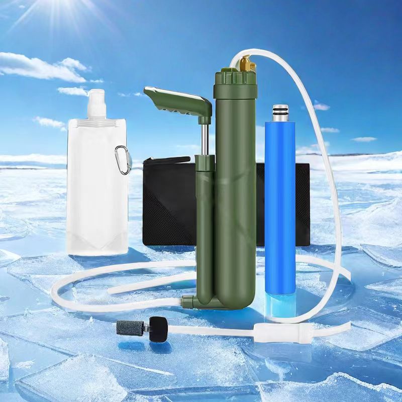 Water Purification Straw - ที่กรองน้ำแบบปั๊มมือแบบพกพา RO เครื่องกรองน้ำระบบออสโมซิสแบบย้อนกลับชุดการอยู่รอดฉุกเฉินกลางแจ้งสำหรับเดินป่าตั้งแคมป์เดินทาง