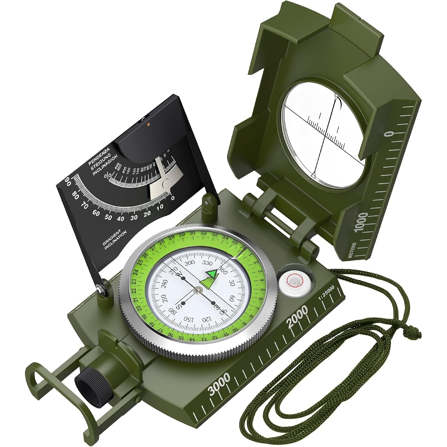 Compass Lensatic - เข็มทิศ Proster IP65 - แบบเลนส์ซัตติก พร้อมคลินอมิเตอร์และกระเป๋าสำหรับพกพา