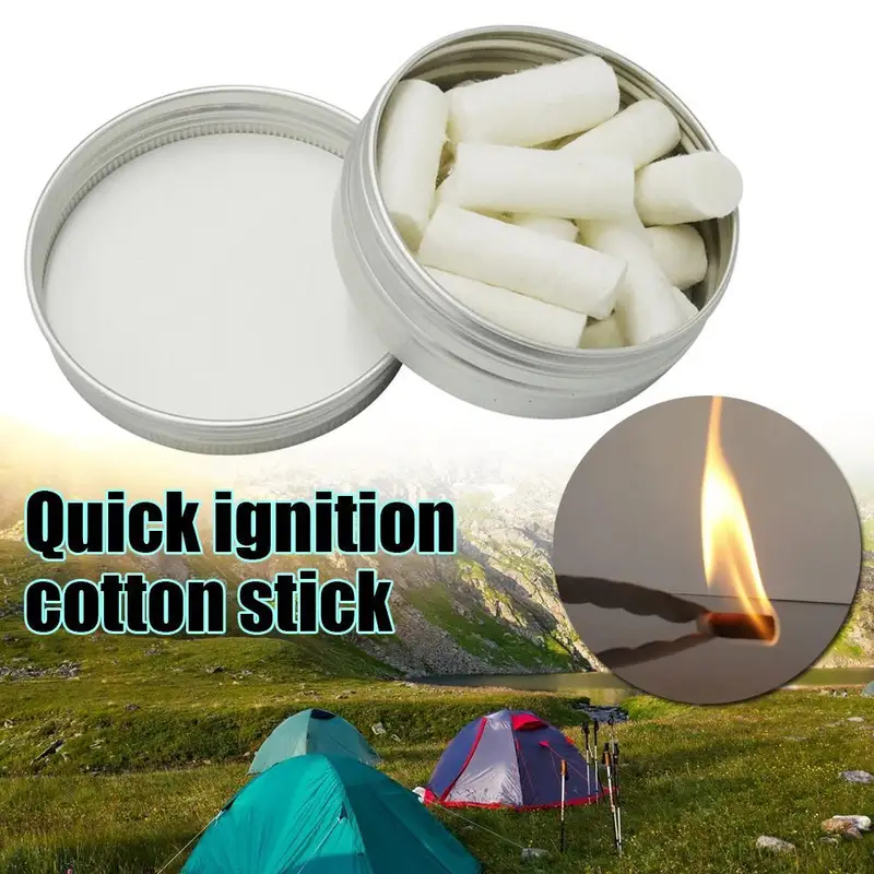 Fire Starting Kit - ชุดอุปกรณ์จุดไฟฉุกเฉินสำหรับตั้งแคมป์กลางแจ้ง 12 ชิ้น ใช้พาราฟิน พร้อมเชือกจุดไฟ แหล่งกำเนิดไฟจากธรรมชาติ
