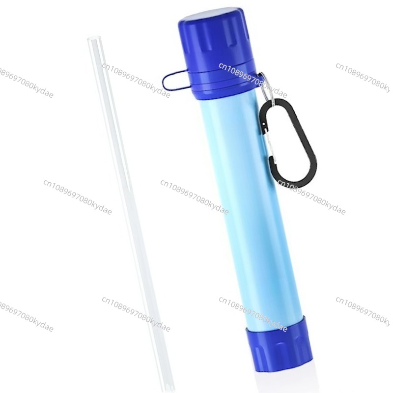 Water Purification Straw - อุปกรณ์กรองน้ำแบบพกพาสำหรับการตั้งแคมป์กลางแจ้ง ใช้สำหรับกรองน้ำดื่มโดยตรง ความจุ 1500 ลิตร พร้อมหลอดกรองน้ำ