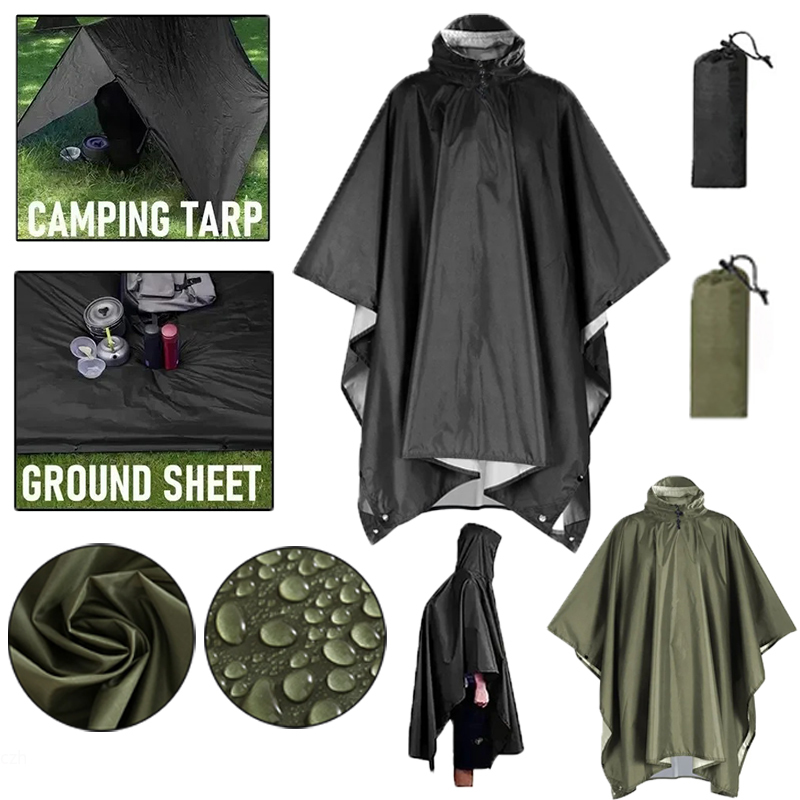 กลางแจ้ง 3 ใน 1 เสื้อกันฝนทหาร - Emergency Poncho Rain บทวิจารณ์และราคา