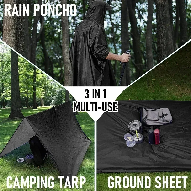กลางแจ้ง 3 ใน 1 เสื้อกันฝนทหาร - Emergency Poncho Rain บทวิจารณ์และราคา