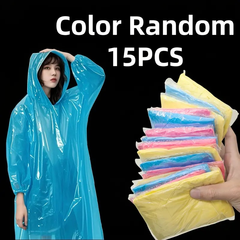 15/30 ชิ้นสีสุ่มเสื้อปอนโชฝนแบ - Emergency Poncho Rain บทวิจารณ์และราคา
