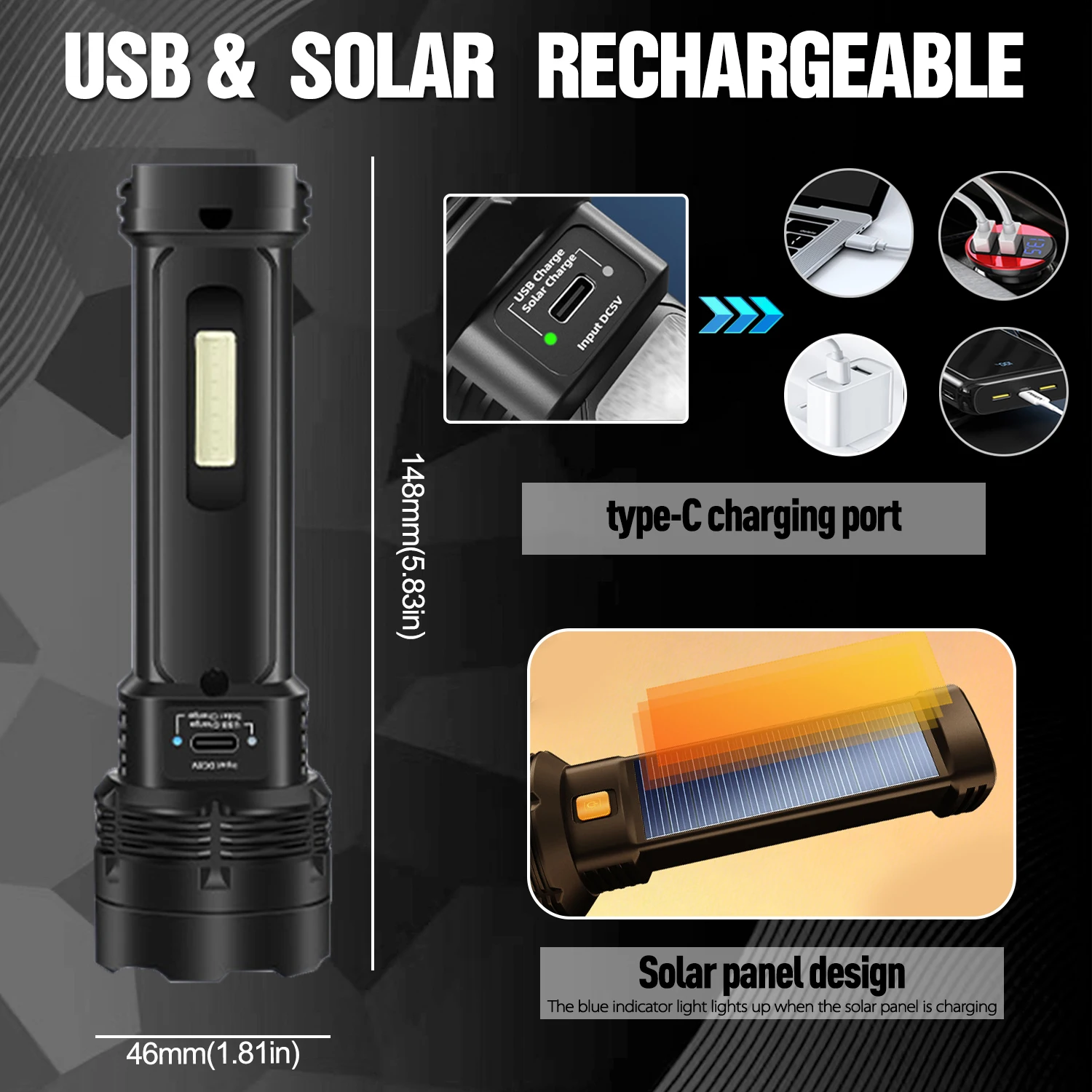 ไฟฉายพลังงานแสงอาทิตย์ไฟฉายแบบ - Solar Emergency Charger บทวิจารณ์และราคา