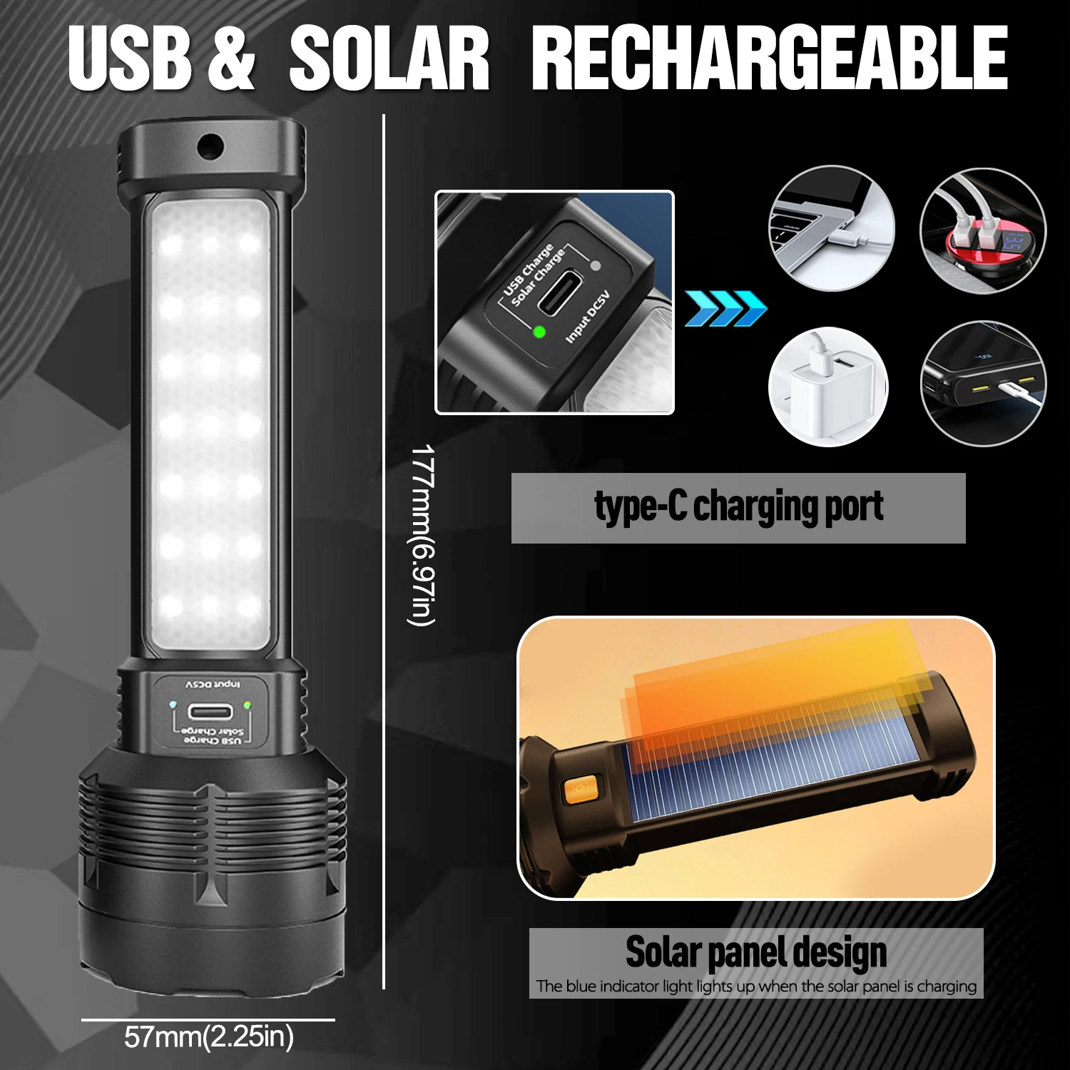 ไฟฉายพลังงานแสงอาทิตย์ไฟฉายแบบ - Solar Emergency Charger บทวิจารณ์และราคา