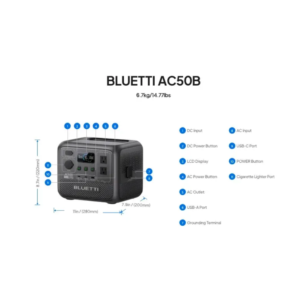 สถานีไฟฟ้าพกพา BLUETTI AC50B 7 - Solar Emergency Charger บทวิจารณ์และราคา