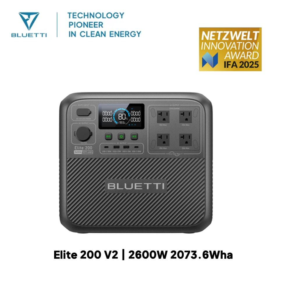 【รีนิว】BLUETTI Elite 200 V2 สถ - Solar Emergency Charger บทวิจารณ์และราคา